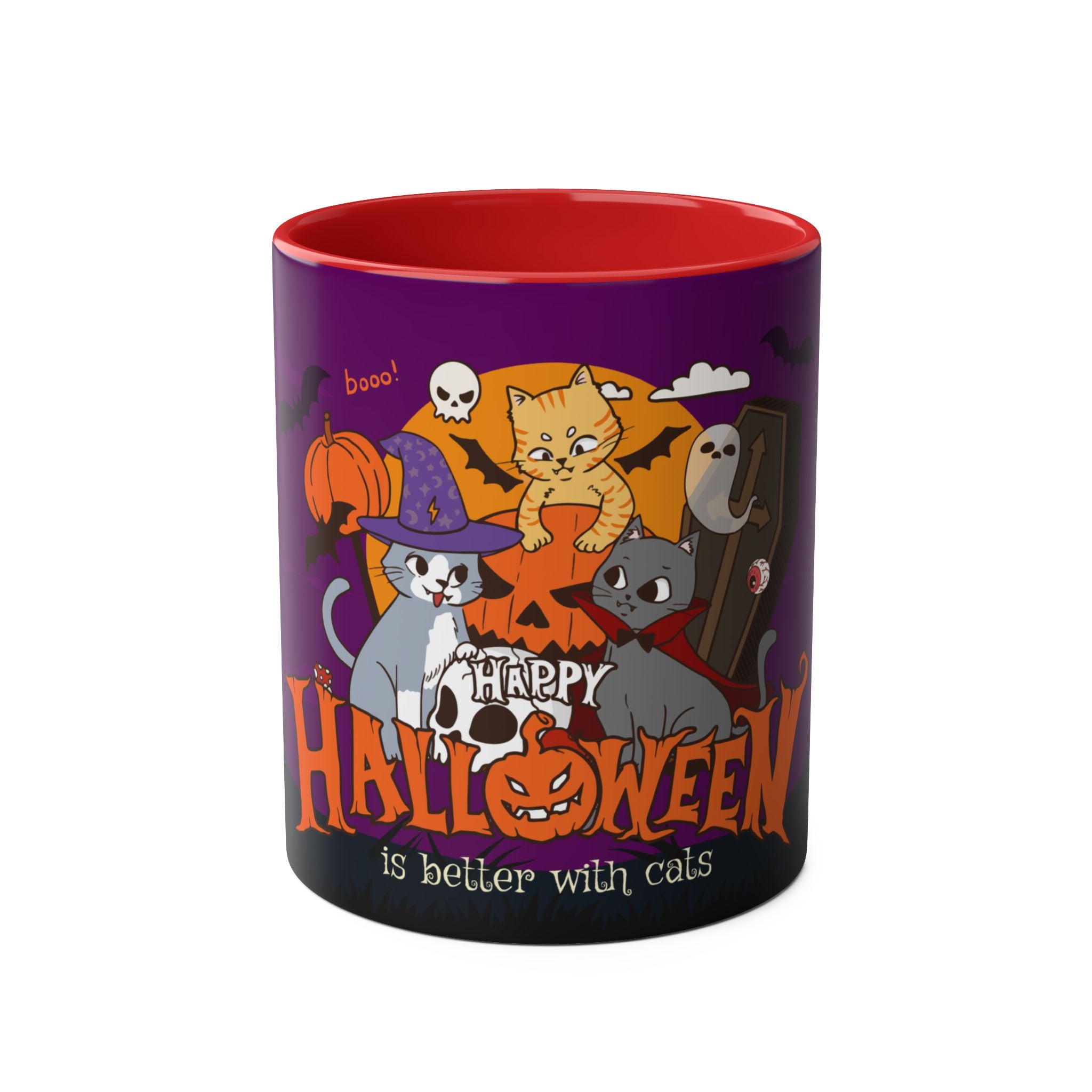 Happy Halloween is Better with Cats | Two-Tone Coffee Mugs